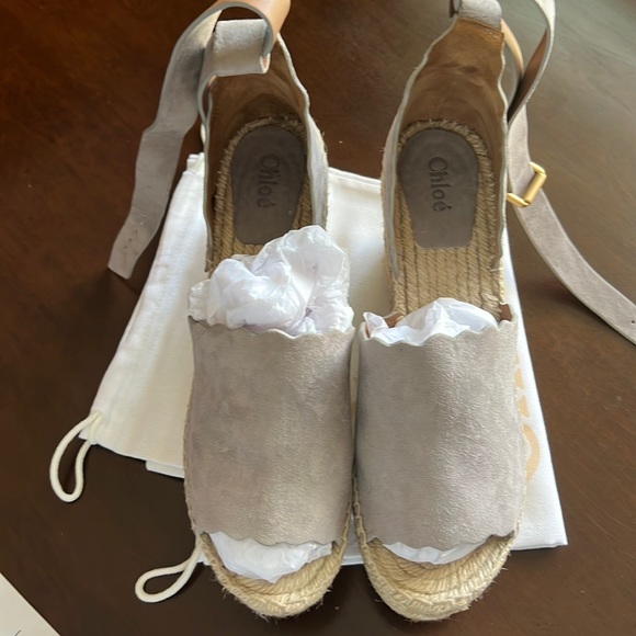 Chloe Lauren Espadrille Suede Wedge in Grey - Picture 4 of 8